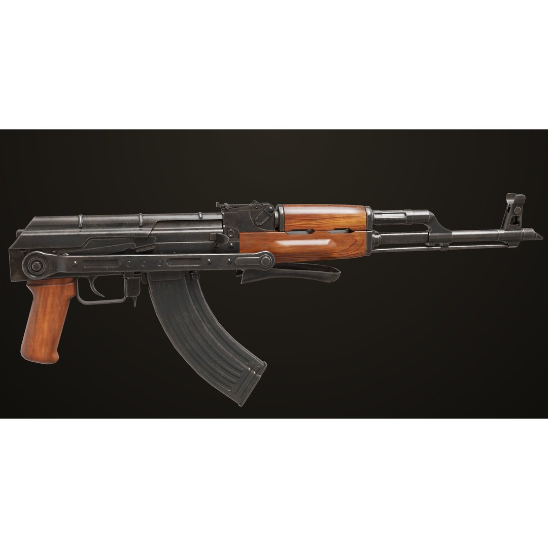 AKMS Light Machine Gun 3D Model – Low Poly PBR Game Asset, FBX - View 28