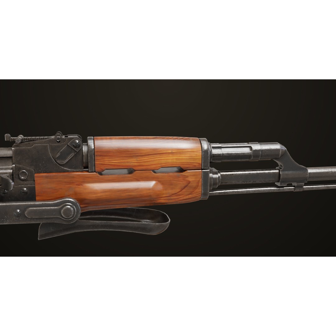 AKMS Light Machine Gun 3D Model – Low Poly PBR Game Asset, FBX - View 29