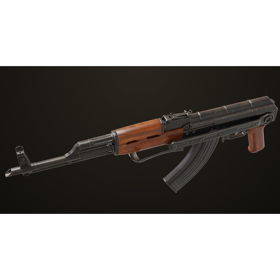 AKMS Light Machine Gun 3D Model – Low Poly PBR Game Asset, FBX - View 31