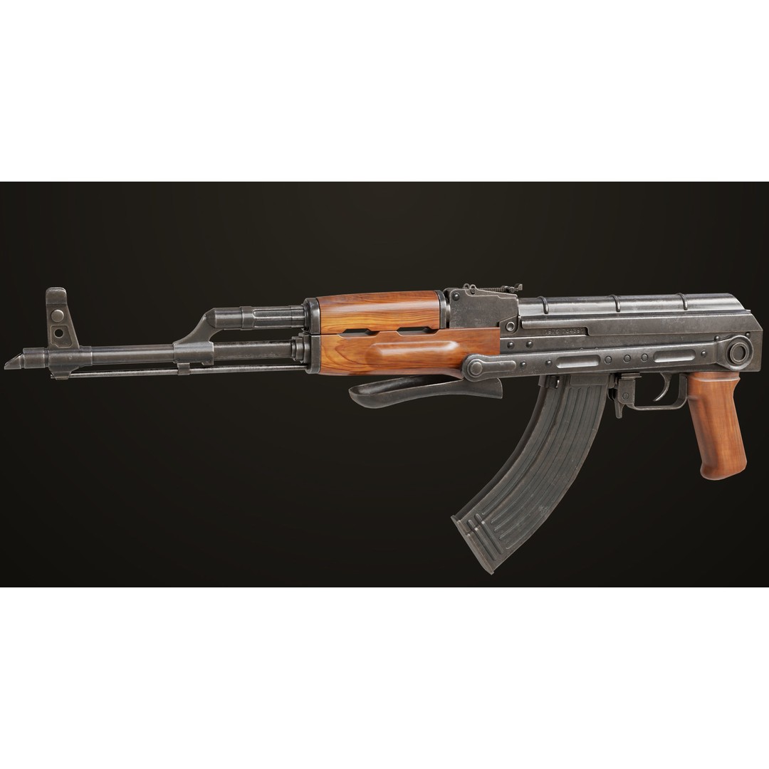 AKMS Light Machine Gun 3D Model – Low Poly PBR Game Asset, FBX - View 32