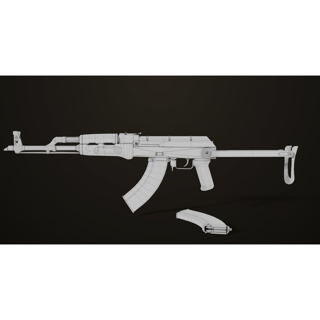 AKMS Light Machine Gun 3D Model – Low Poly PBR Game Asset, FBX - View 33