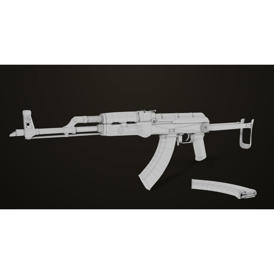 AKMS Light Machine Gun 3D Model – Low Poly PBR Game Asset, FBX - View 34