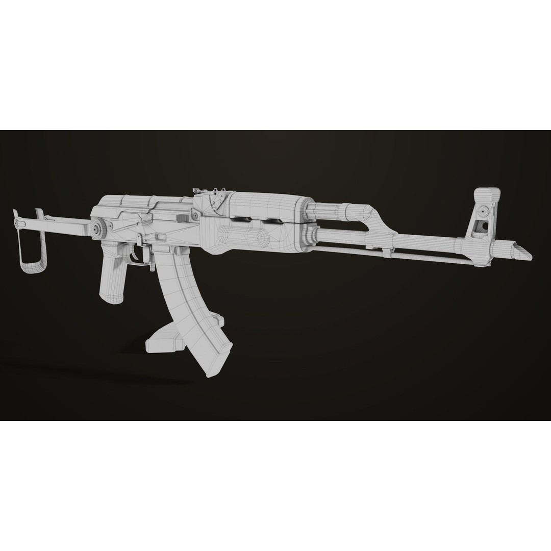 AKMS Light Machine Gun 3D Model – Low Poly PBR Game Asset, FBX - View 35