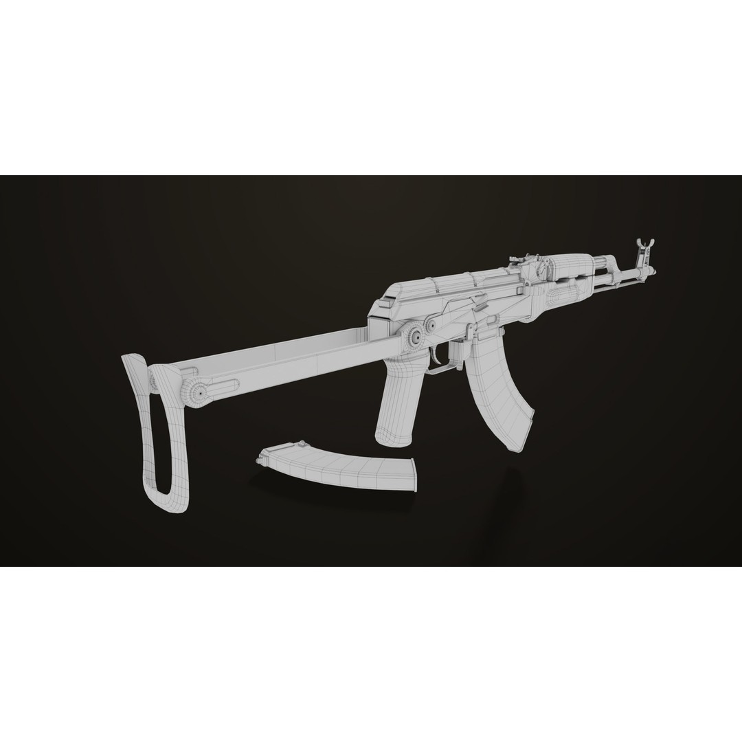 AKMS Light Machine Gun 3D Model – Low Poly PBR Game Asset, FBX - View 37