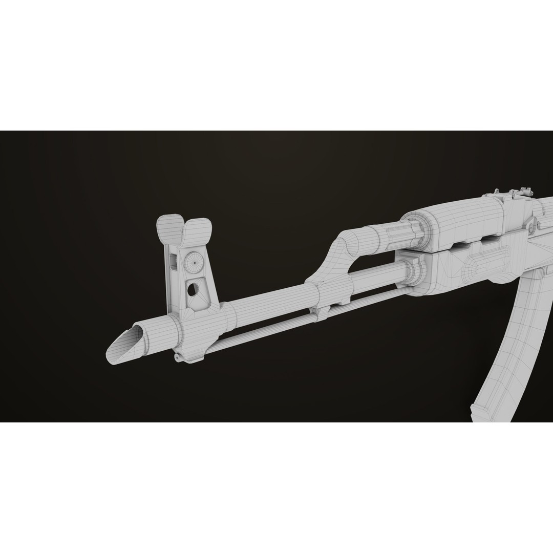 AKMS Light Machine Gun 3D Model – Low Poly PBR Game Asset, FBX - View 39