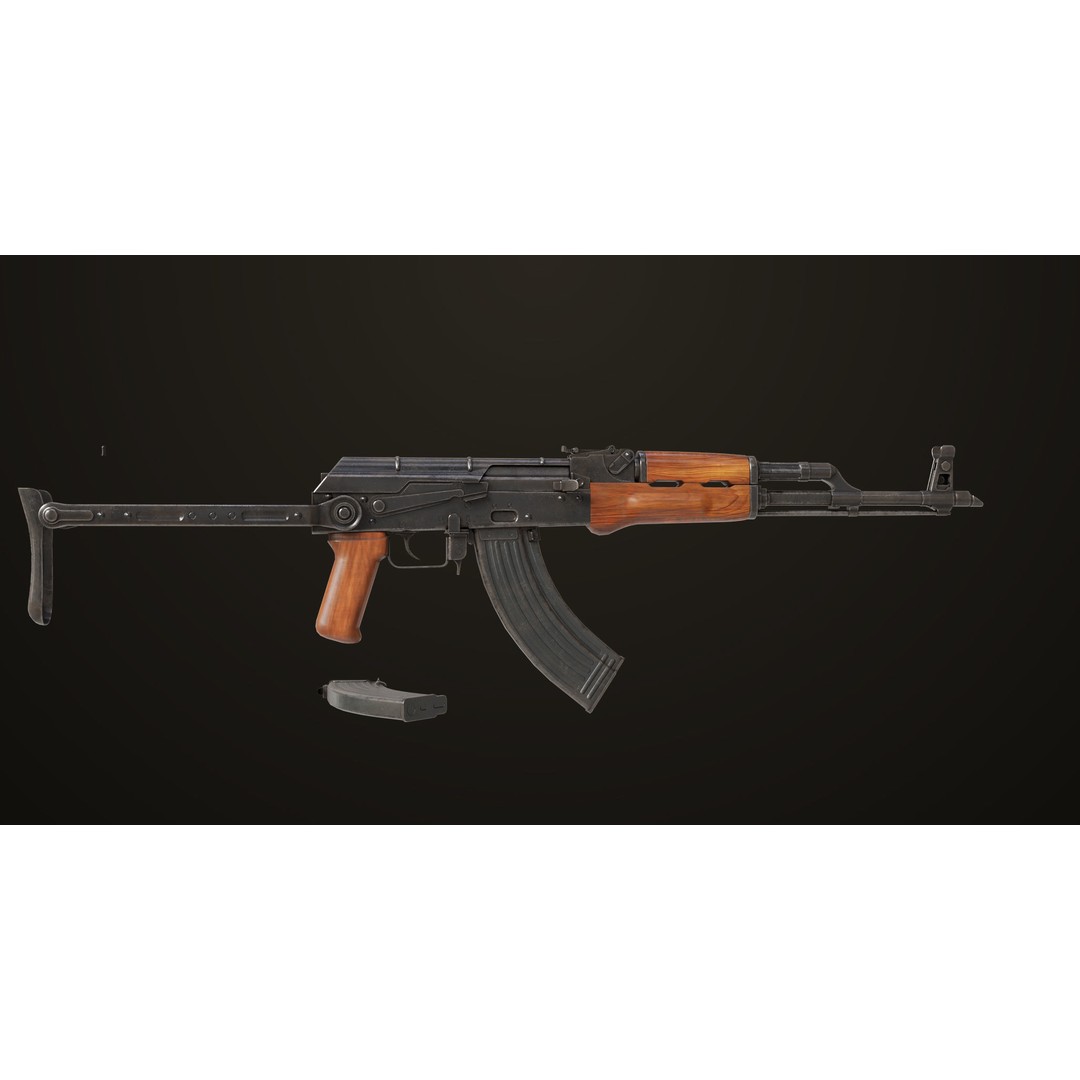 AKMS Light Machine Gun 3D Model – Low Poly PBR Game Asset, FBX - View 4