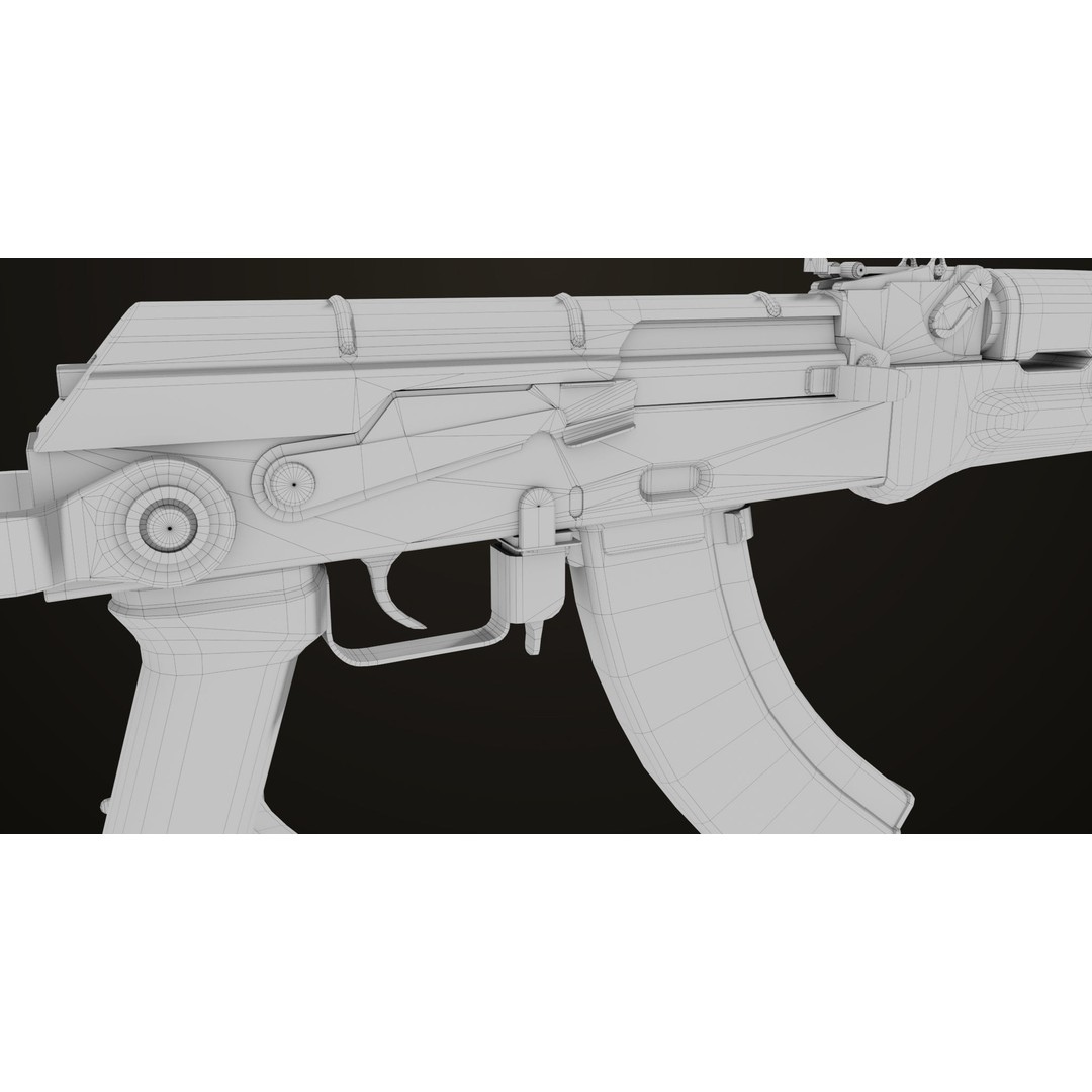 AKMS Light Machine Gun 3D Model – Low Poly PBR Game Asset, FBX - View 43