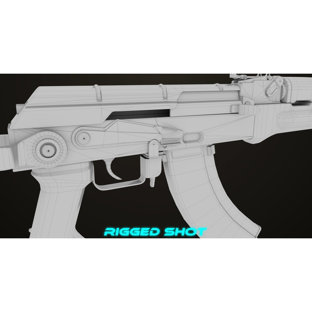 AKMS Light Machine Gun 3D Model – Low Poly PBR Game Asset, FBX - View 44