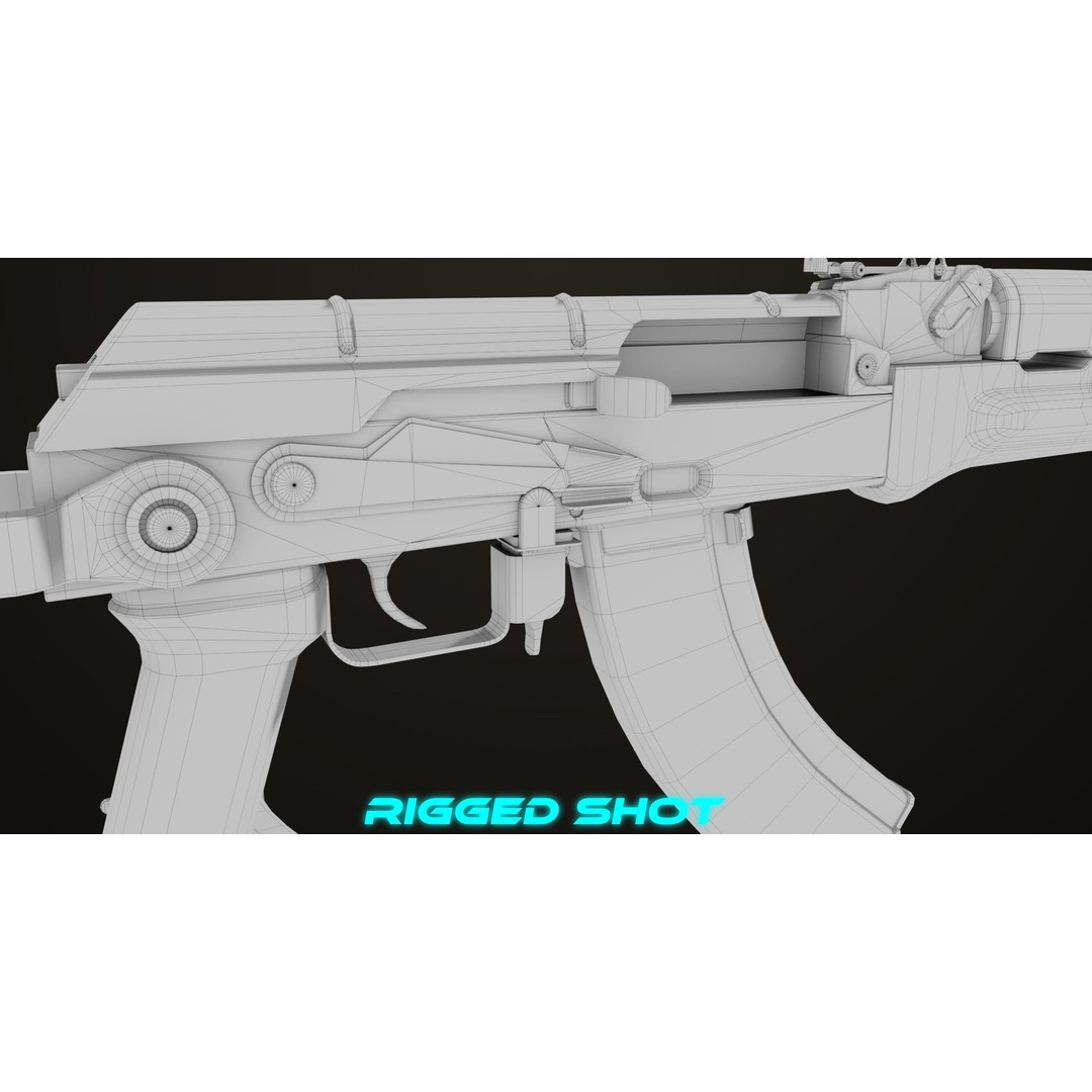 AKMS Light Machine Gun 3D Model – Low Poly PBR Game Asset, FBX - View 45