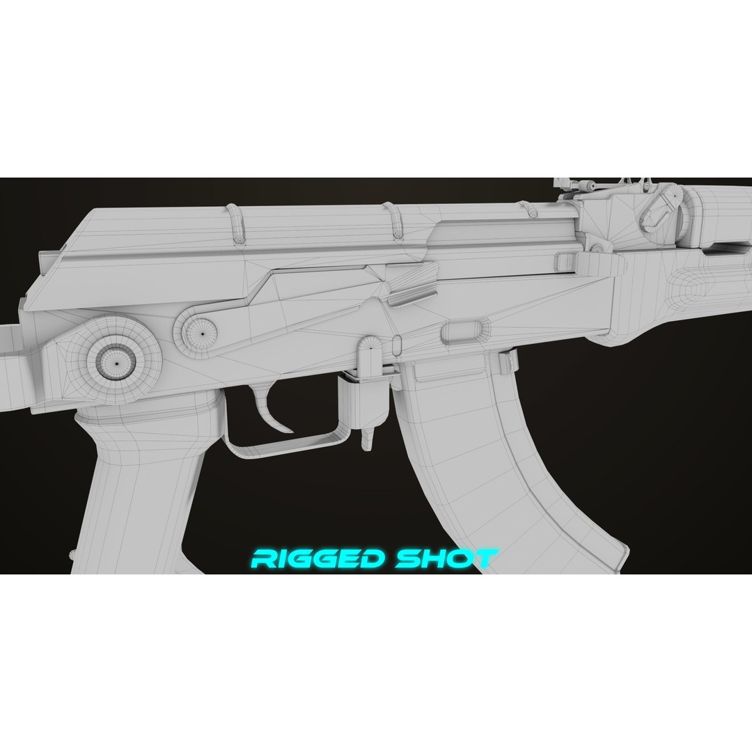AKMS Light Machine Gun 3D Model – Low Poly PBR Game Asset, FBX - View 47