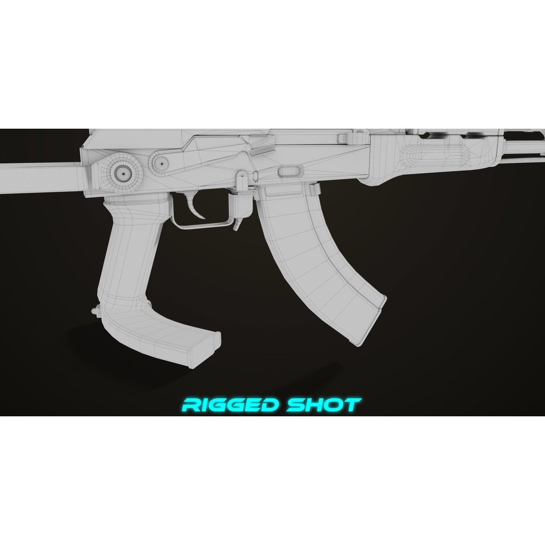 AKMS Light Machine Gun 3D Model – Low Poly PBR Game Asset, FBX - View 52
