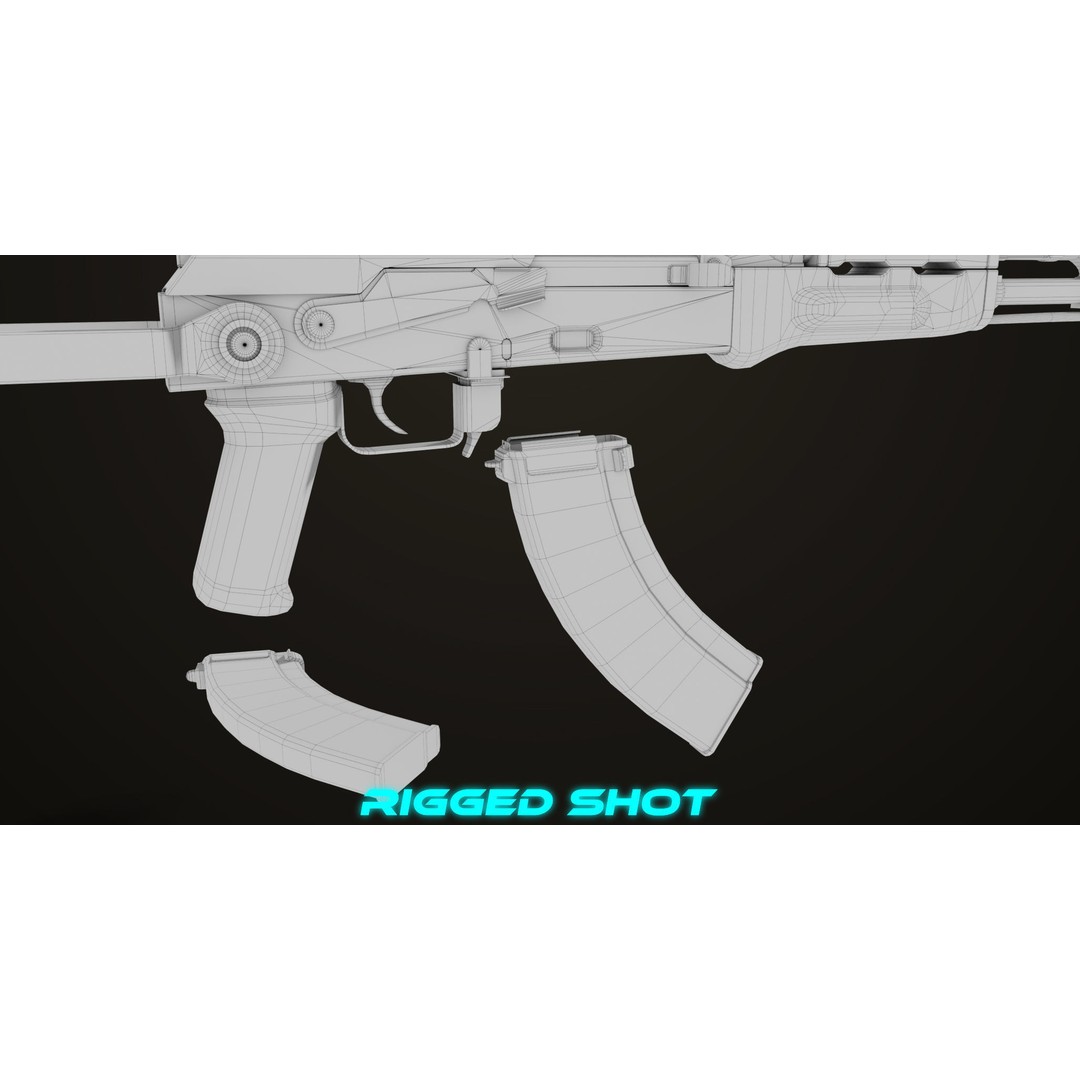 AKMS Light Machine Gun 3D Model – Low Poly PBR Game Asset, FBX - View 53