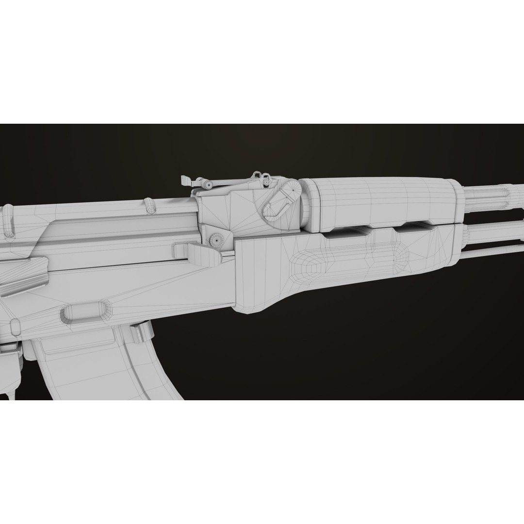 AKMS Light Machine Gun 3D Model – Low Poly PBR Game Asset, FBX - View 54