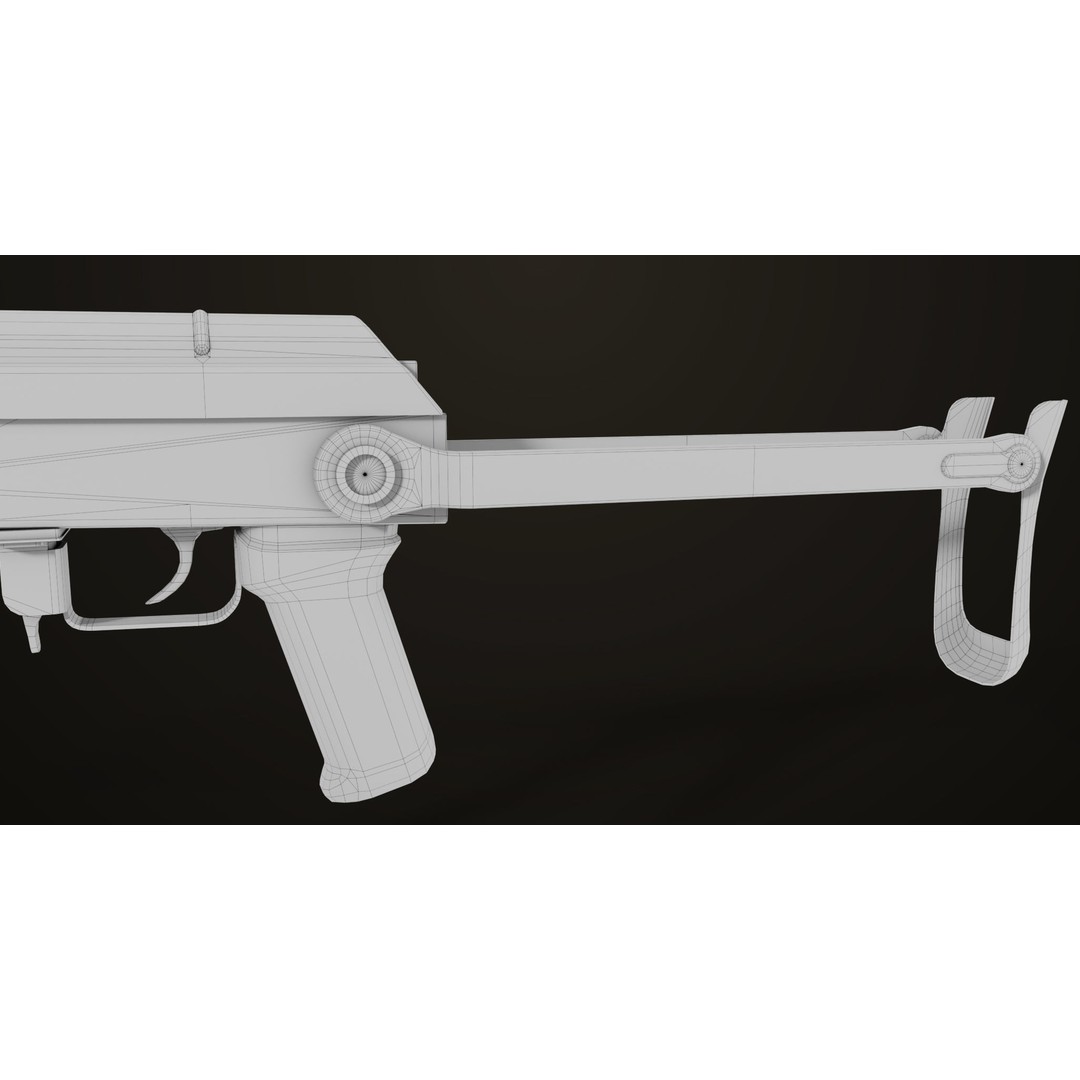 AKMS Light Machine Gun 3D Model – Low Poly PBR Game Asset, FBX - View 55