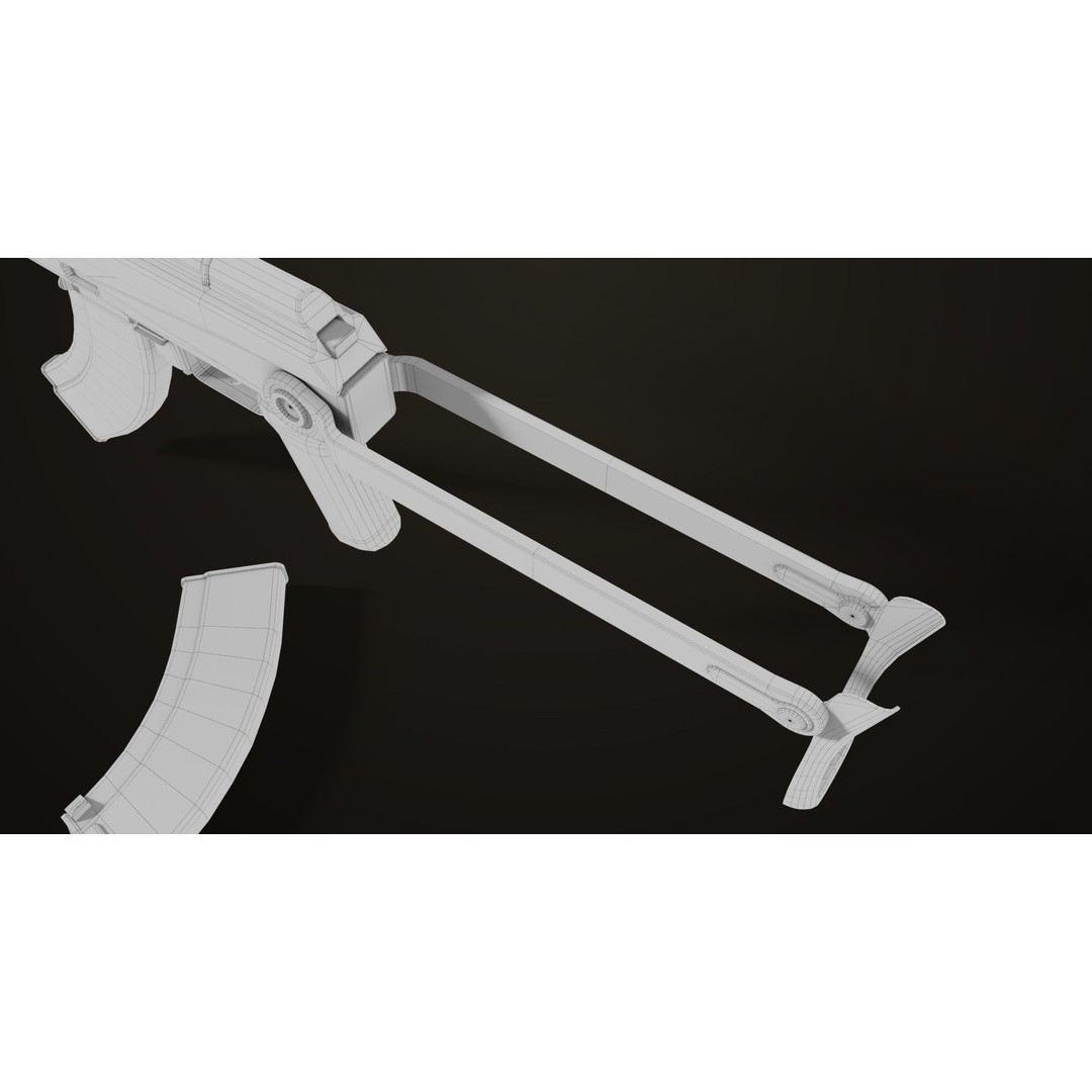 AKMS Light Machine Gun 3D Model – Low Poly PBR Game Asset, FBX - View 56