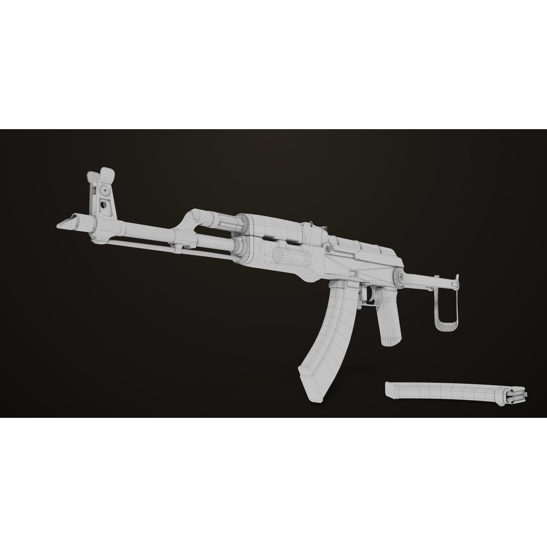 AKMS Light Machine Gun 3D Model – Low Poly PBR Game Asset, FBX - View 57