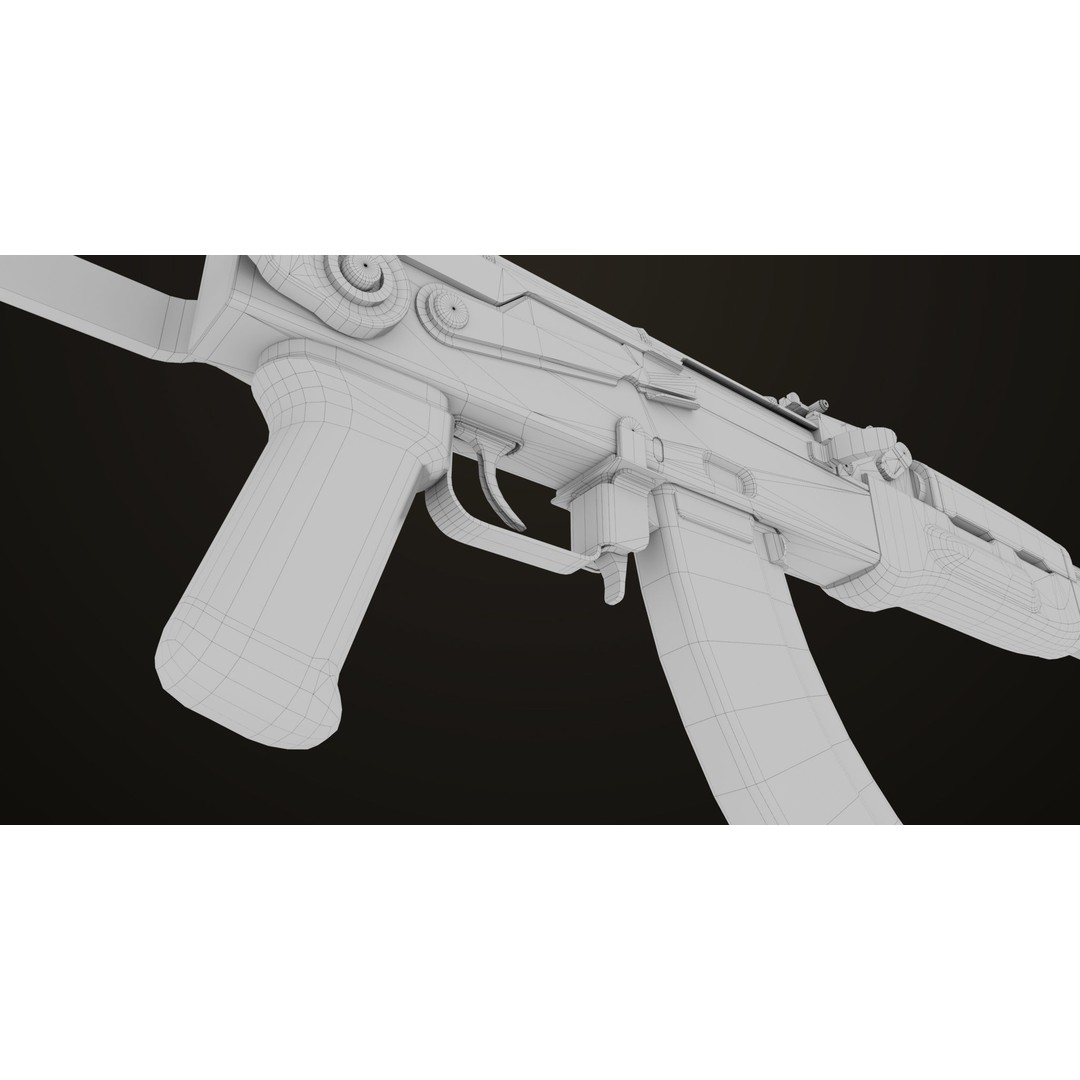 AKMS Light Machine Gun 3D Model – Low Poly PBR Game Asset, FBX - View 58