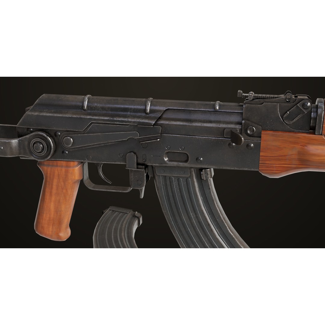AKMS Light Machine Gun 3D Model – Low Poly PBR Game Asset, FBX - View 6