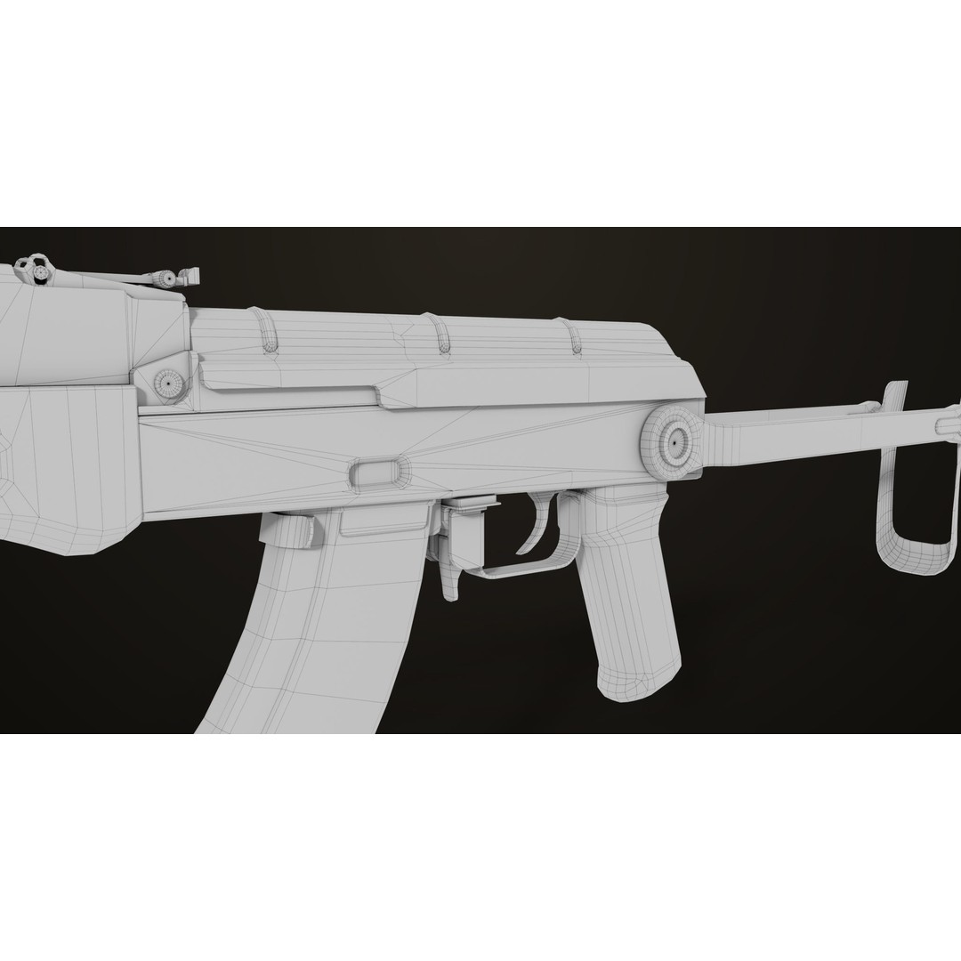 AKMS Light Machine Gun 3D Model – Low Poly PBR Game Asset, FBX - View 60