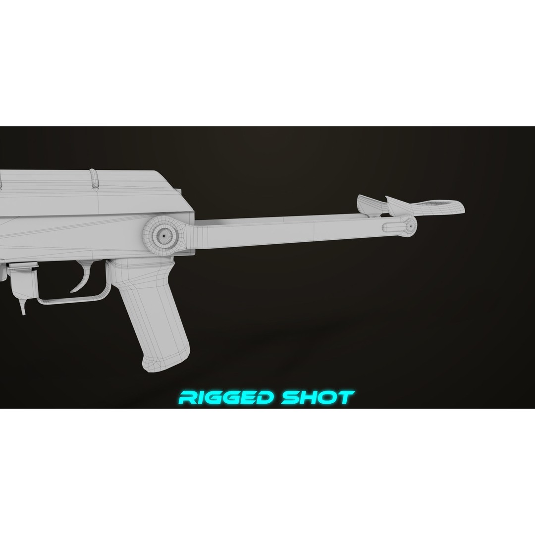AKMS Light Machine Gun 3D Model – Low Poly PBR Game Asset, FBX - View 62