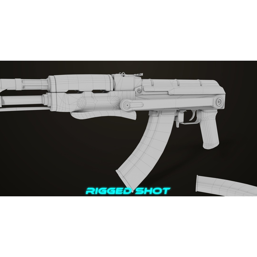 AKMS Light Machine Gun 3D Model – Low Poly PBR Game Asset, FBX - View 63