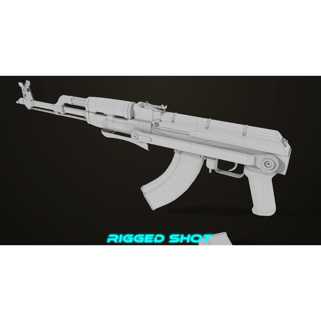 AKMS Light Machine Gun 3D Model – Low Poly PBR Game Asset, FBX - View 64