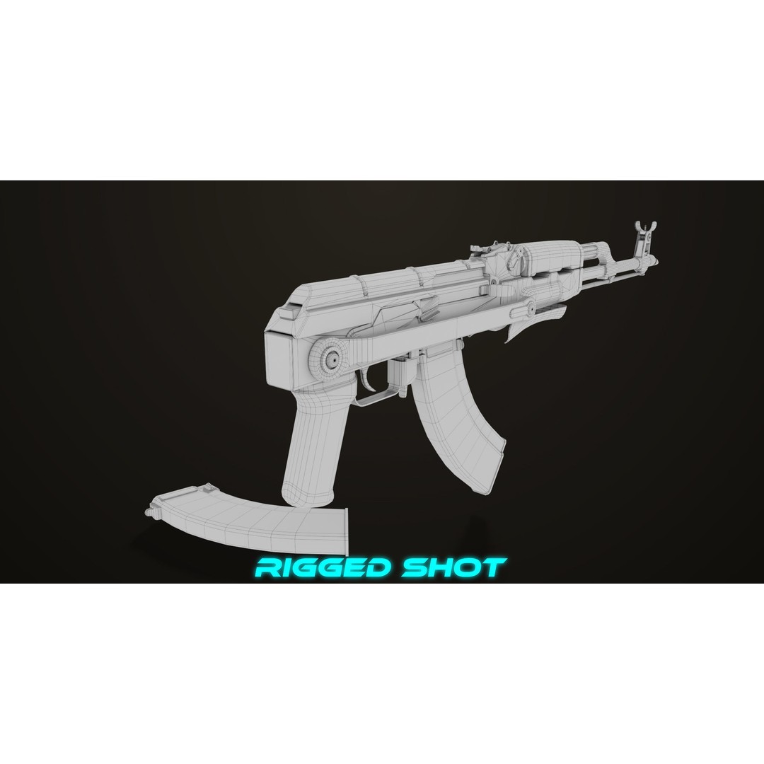 AKMS Light Machine Gun 3D Model – Low Poly PBR Game Asset, FBX - View 65