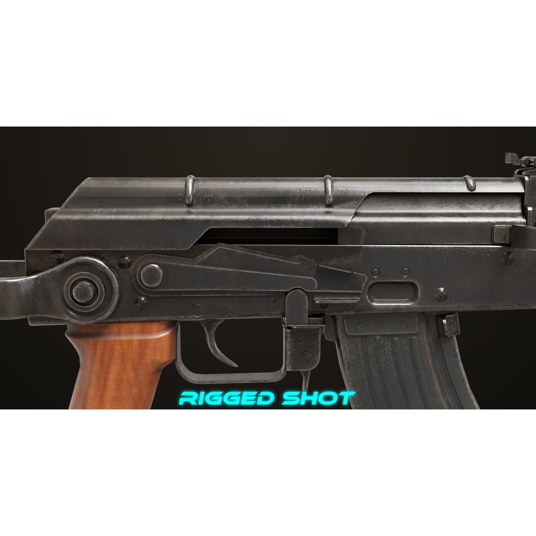 AKMS Light Machine Gun 3D Model – Low Poly PBR Game Asset, FBX - View 7