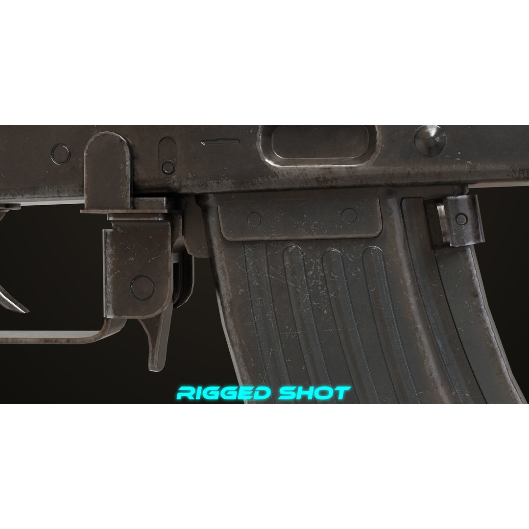 AKMS Light Machine Gun 3D Model – Low Poly PBR Game Asset, FBX - View 9