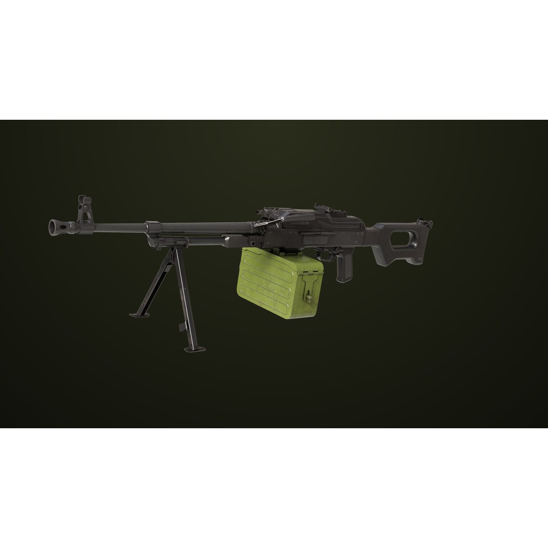 Machine Gun 11 3D Model – Low Poly PBR Game Asset, FBX - View 11