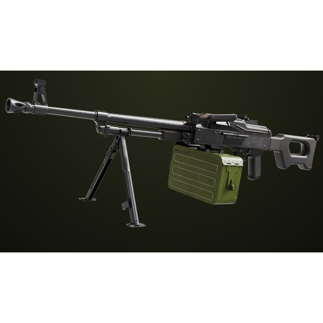 Machine Gun 11 3D Model – Low Poly PBR Game Asset, FBX - View 13