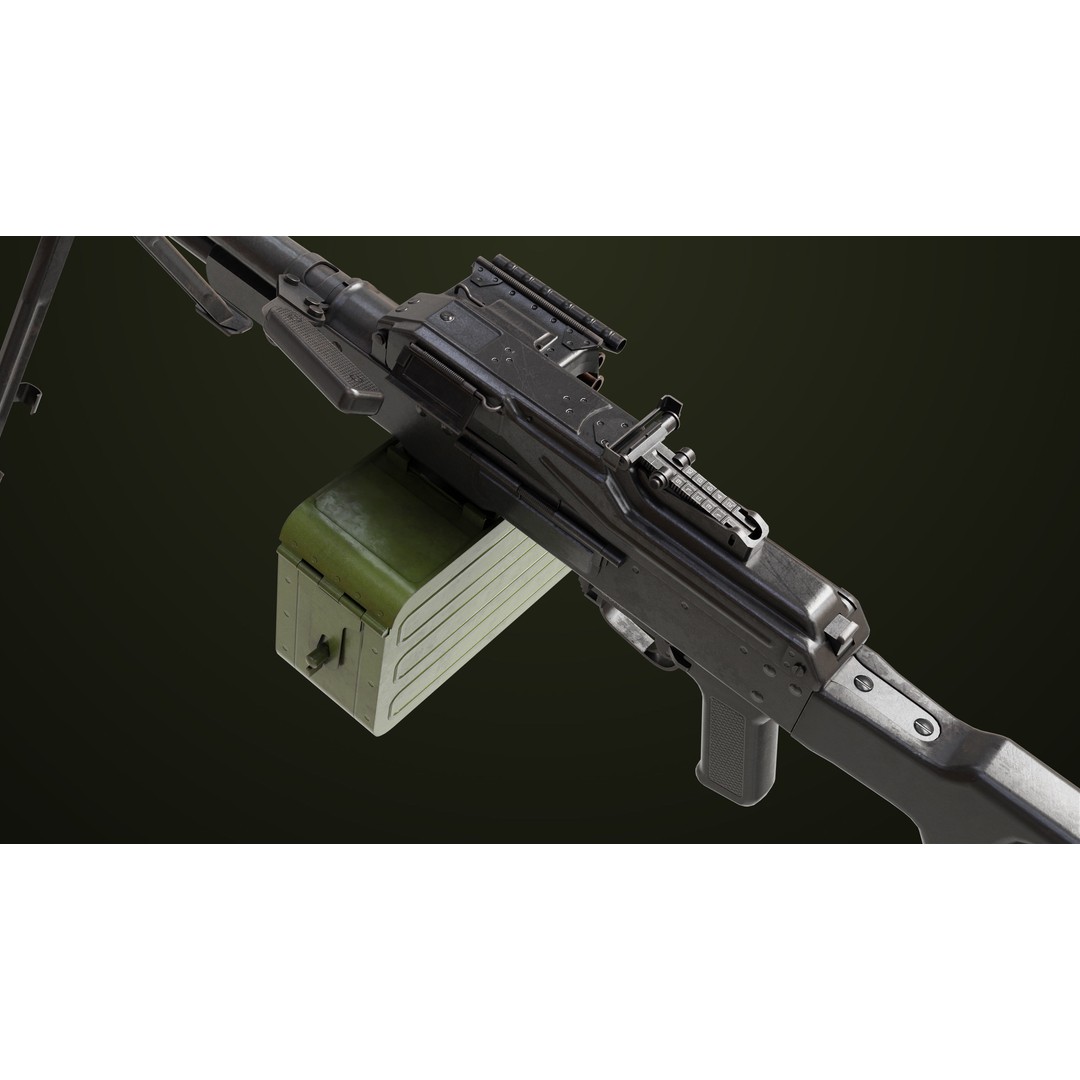 Machine Gun 11 3D Model – Low Poly PBR Game Asset, FBX - View 14