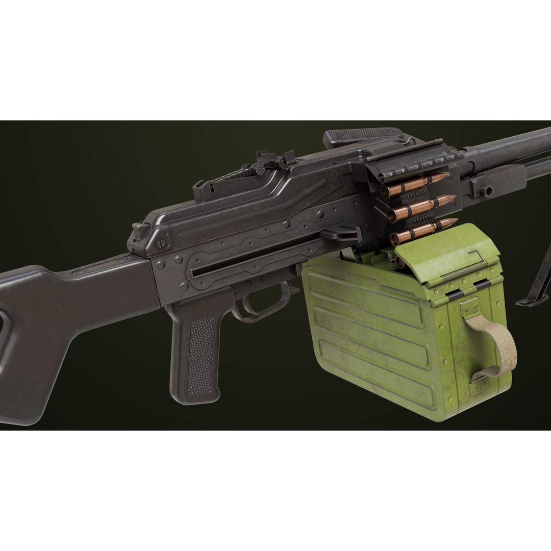 Machine Gun 11 3D Model – Low Poly PBR Game Asset, FBX - View 16