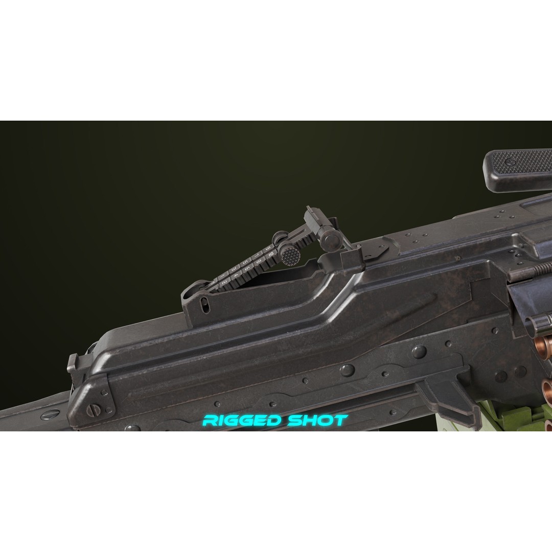 Machine Gun 11 3D Model – Low Poly PBR Game Asset, FBX - View 24