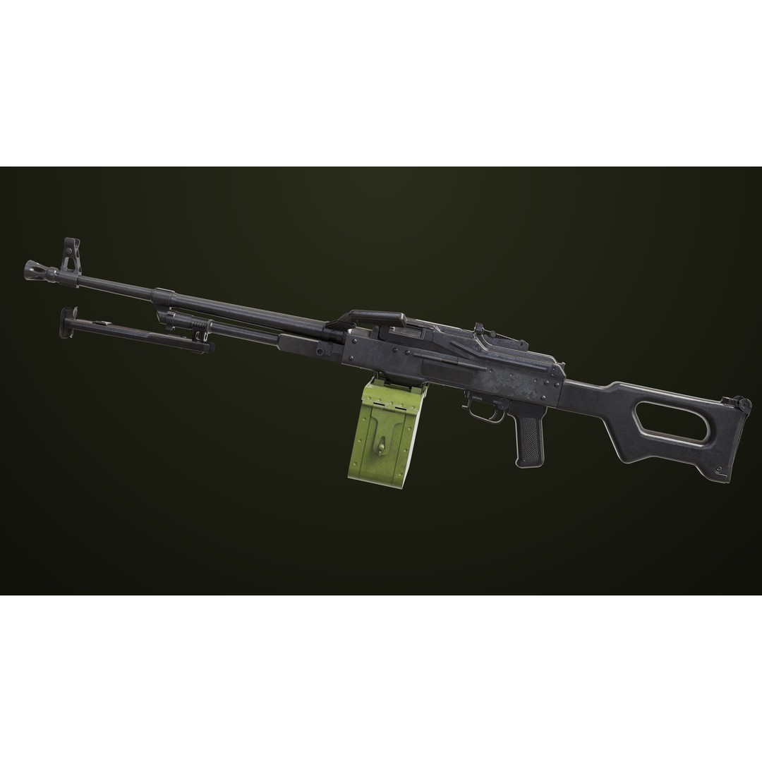 Machine Gun 11 3D Model – Low Poly PBR Game Asset, FBX - View 35