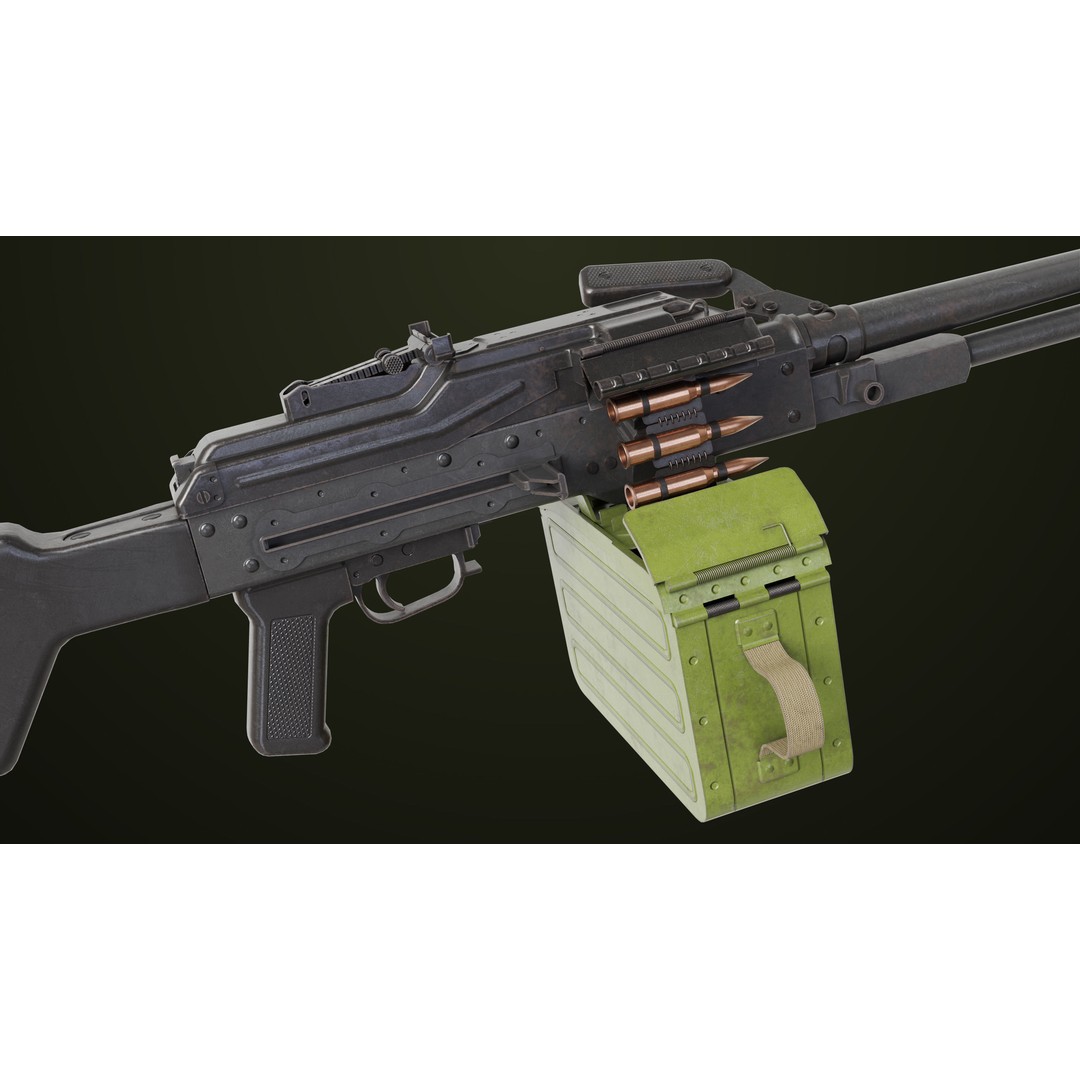 Machine Gun 11 3D Model – Low Poly PBR Game Asset, FBX - View 37