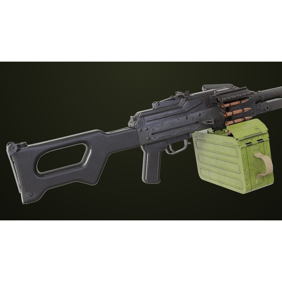 Machine Gun 11 3D Model – Low Poly PBR Game Asset, FBX - View 38