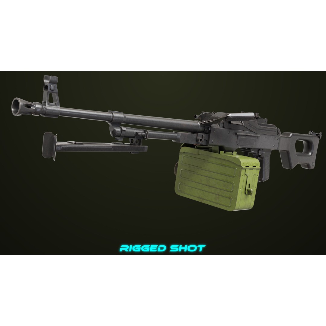 Machine Gun 11 3D Model – Low Poly PBR Game Asset, FBX - View 4