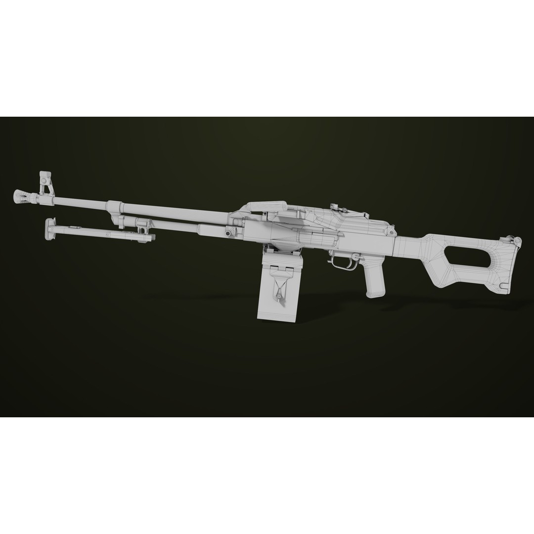 Machine Gun 11 3D Model – Low Poly PBR Game Asset, FBX - View 40