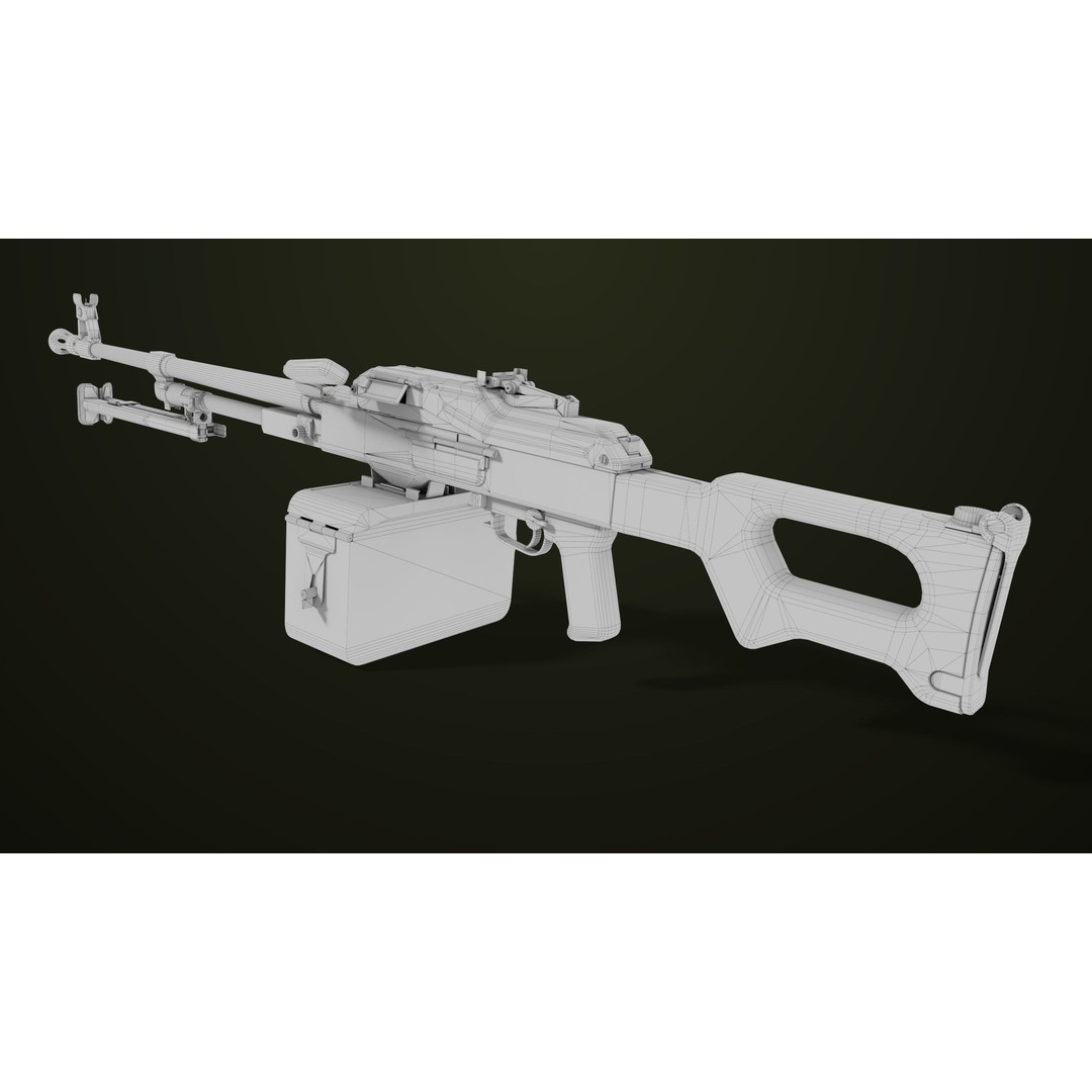Machine Gun 11 3D Model – Low Poly PBR Game Asset, FBX - View 45