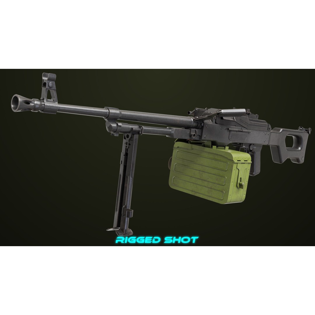 Machine Gun 11 3D Model – Low Poly PBR Game Asset, FBX - View 6
