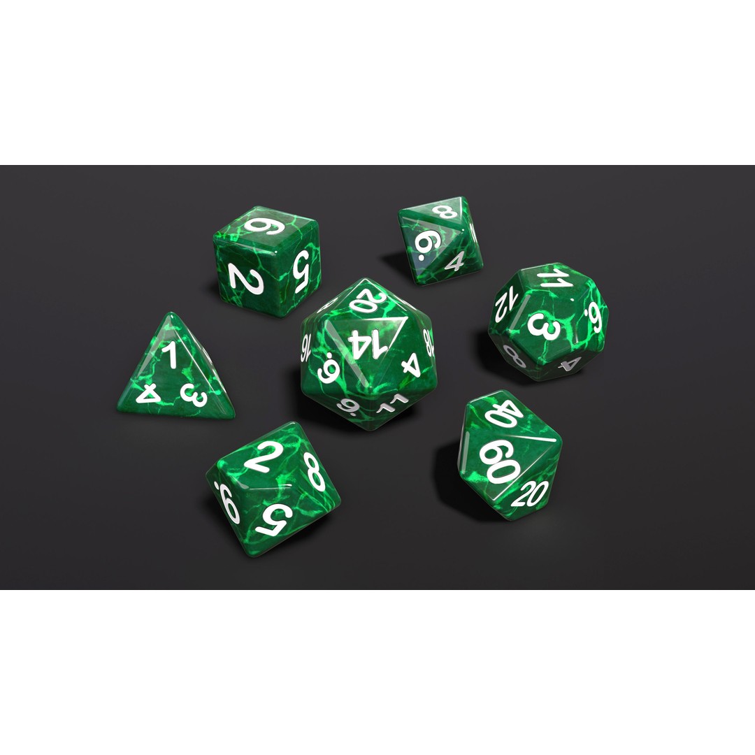 Dice Set 3D Model – Low Poly Game Asset, PBR Textures, FBX, OBJ - View 3