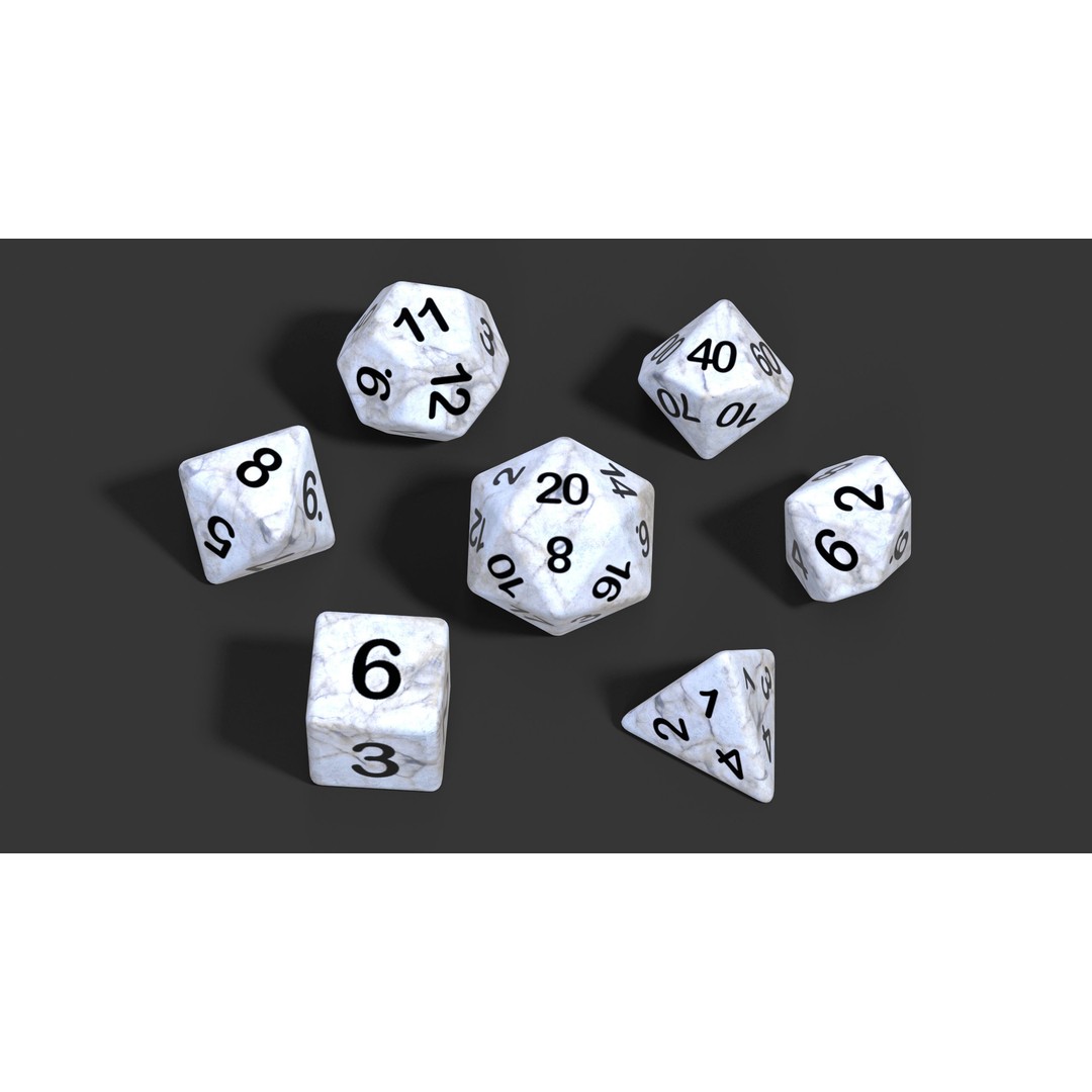 Dice Set 3D Model – Low Poly Game Asset, PBR Textures, FBX, OBJ - View 5