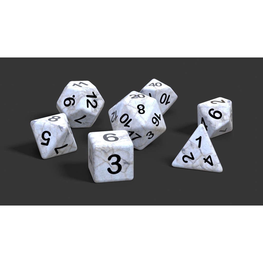 Dice Set 3D Model – Low Poly Game Asset, PBR Textures, FBX, OBJ - View 6