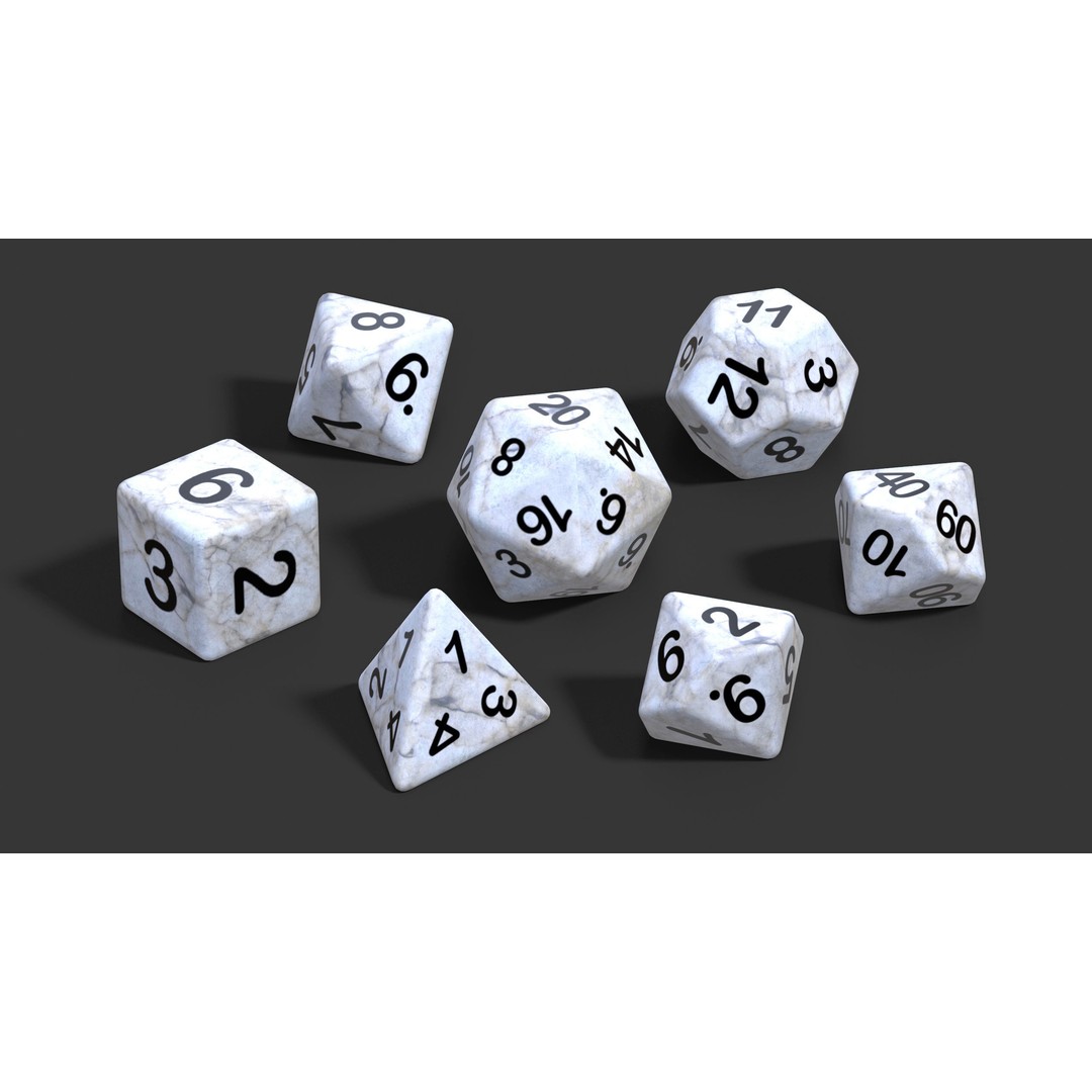 Dice Set 3D Model – Low Poly Game Asset, PBR Textures, FBX, OBJ - View 7