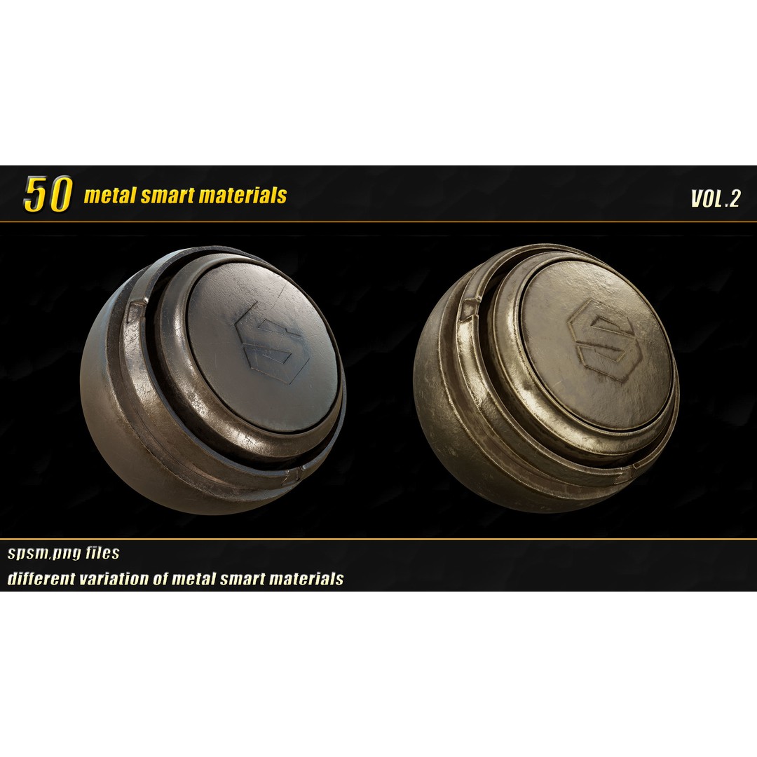 High Detail Metal Smart Materials 3D Model – 50 PBR Textures for Substance Painter