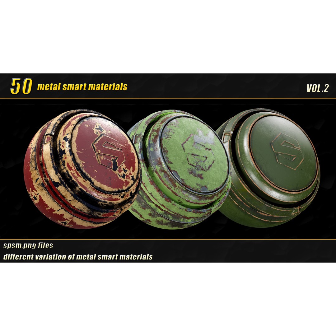 High Detail Metal Smart Materials 3D Model – 50 PBR Textures for Substance Painter - View 12