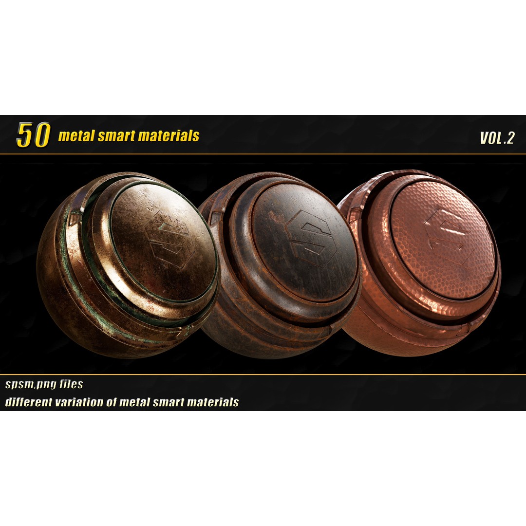 High Detail Metal Smart Materials 3D Model – 50 PBR Textures for Substance Painter - View 13