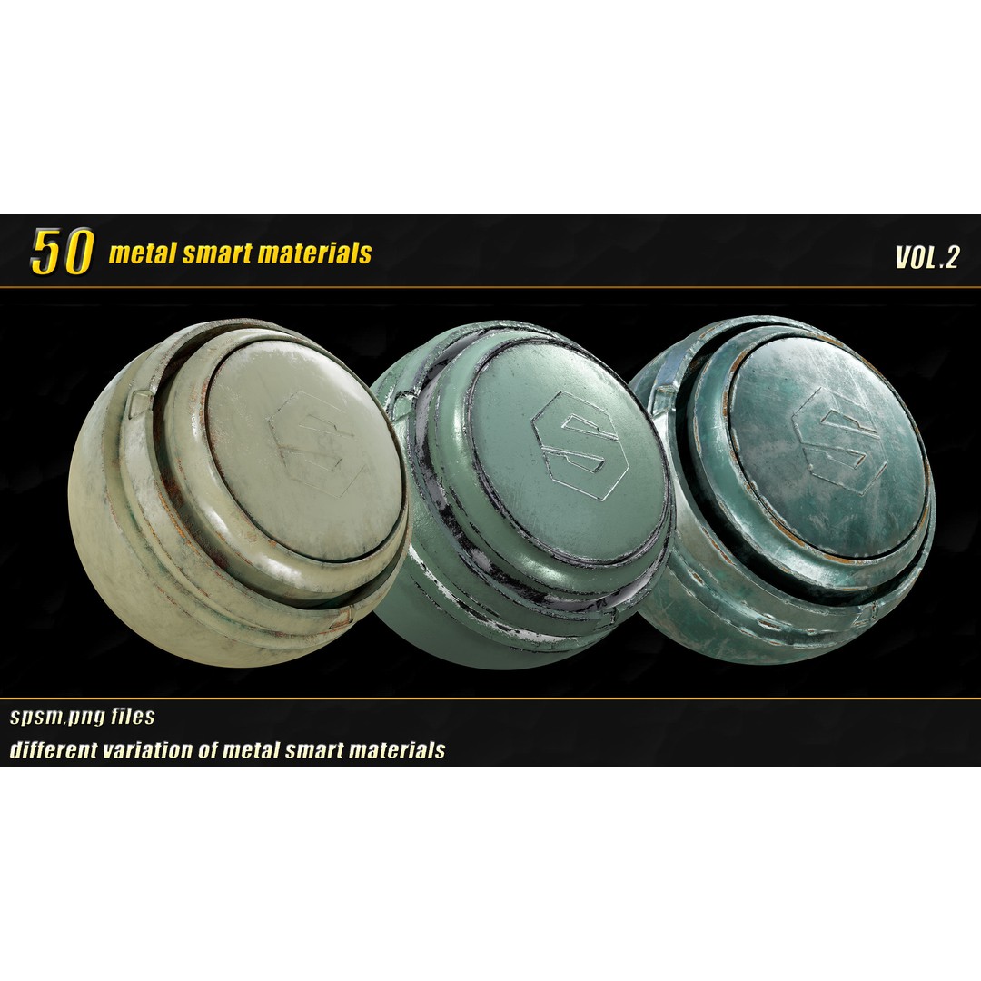 High Detail Metal Smart Materials 3D Model – 50 PBR Textures for Substance Painter - View 14