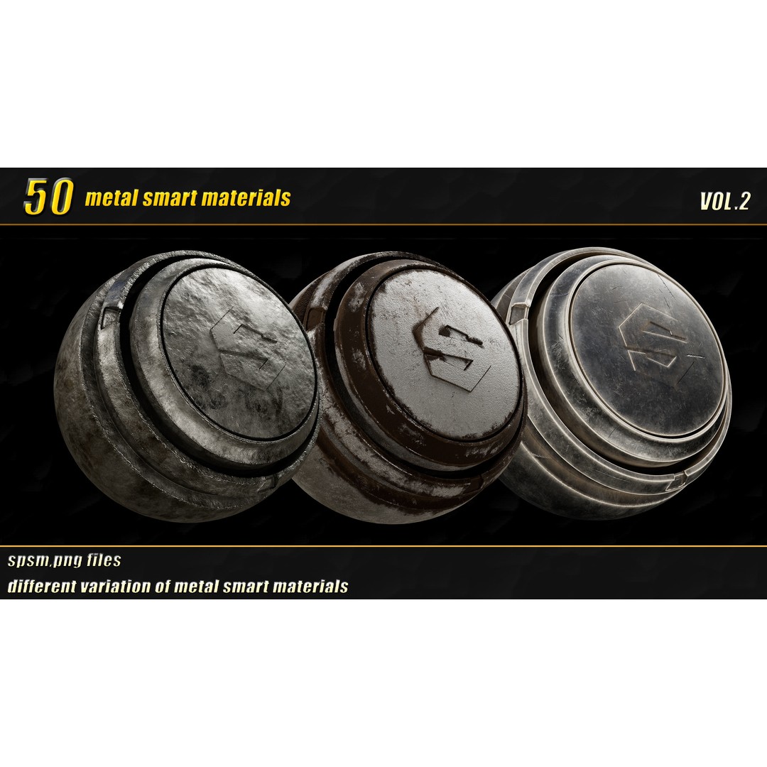 High Detail Metal Smart Materials 3D Model – 50 PBR Textures for Substance Painter - View 15